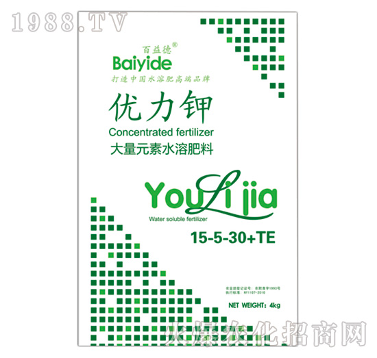 大量元素水溶肥料15-5-30+TE-優(yōu)力鉀-百益德