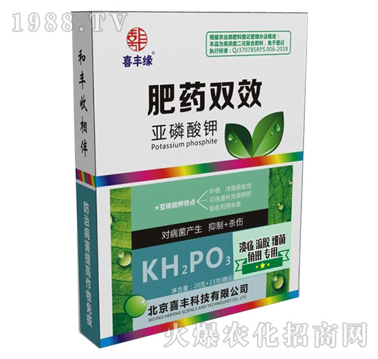 潰瘍流膠細(xì)菌角斑專用-亞磷酸鉀-肥藥雙效-喜豐