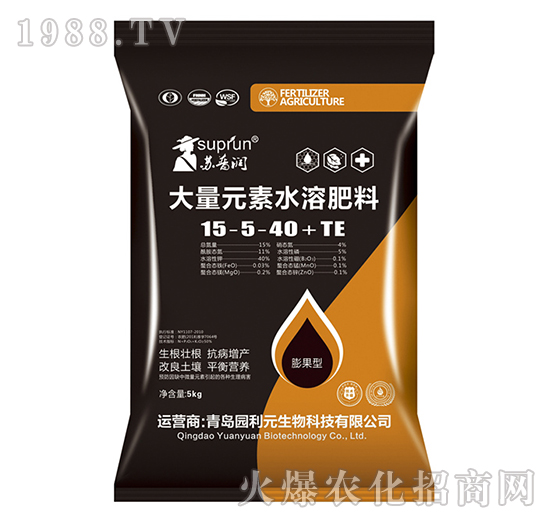 大量元素水溶肥料15-5-40+TE-園利元