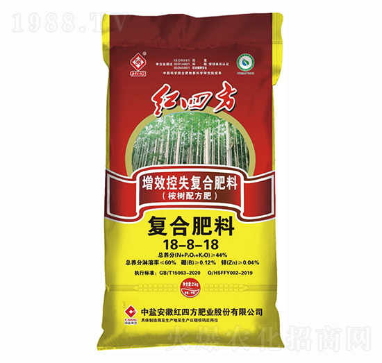 25kg桉樹專用增效控失復(fù)合肥料18-8-18-紅四方