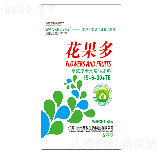 高濃度全水溶性肥料15-6-30+TE-花果多-萬科