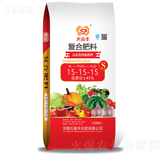 高濃度純硫酸鉀復(fù)合肥料15-15-15-天喜豐