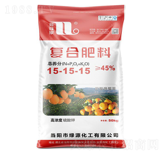 50kg高濃度硫酸鉀復(fù)合肥料15-15-15-珍珠泉-華強(qiáng)化工集團(tuán)